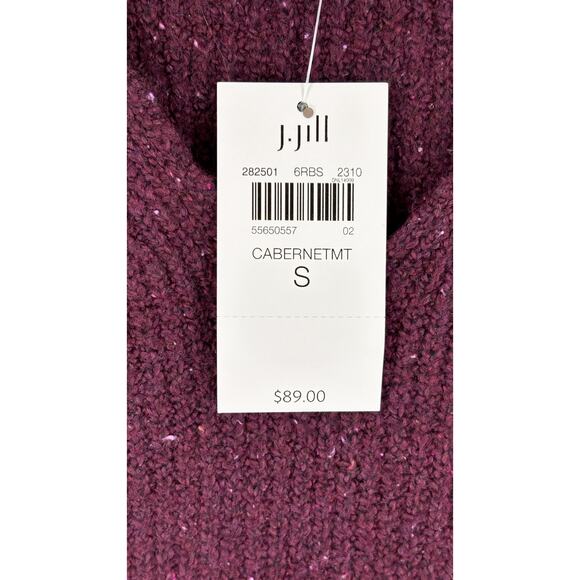 J Jill Tweed V Neck Knit Sweater Pullover Womens Size Small Cabernet Purple New - Picture 6 of 12